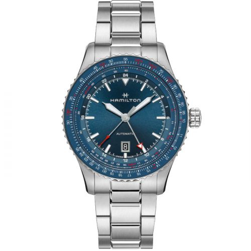 Hamilton Khaki Aviation Converter Auto GMT Stainless Steel Blue Bracelet