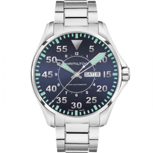 Hamilton Khaki Aviation Pilot Day Date Auto Blue Bracelet