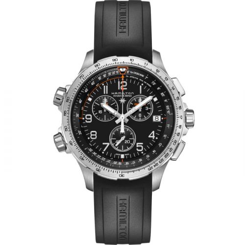 Hamilton Khaki Aviation X-Wind GMT Chrono Quartz Black Rubber