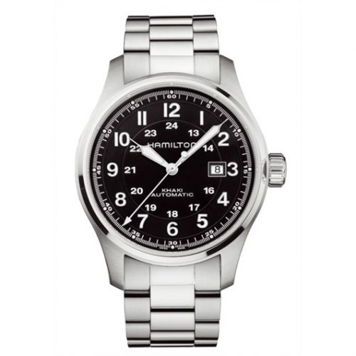 Hamilton Khaki Field Officer Automatic 44 Stainless Steel Black Bracelet