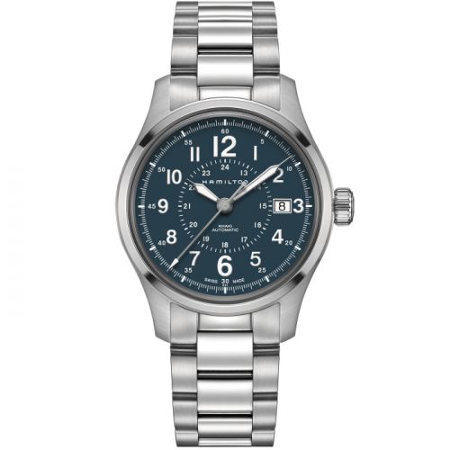 Hamilton Khaki Field Auto 40 Stainless Steel Blue Bracelet