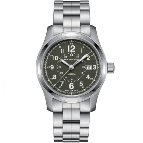 Hamilton Khaki Field Auto 42 Stainless Steel Green Bracelet