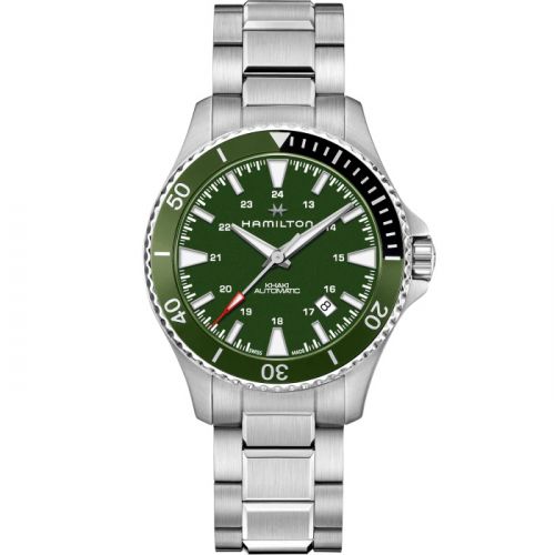 Hamilton Khaki Navy Scuba Auto Stainless Steel Green Bracelet
