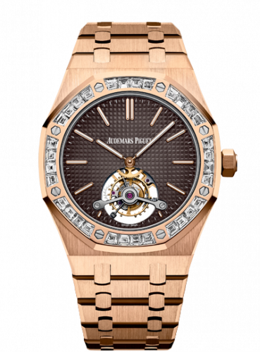 Audemars Piguet Royal Oak Ultra Thin Tourbillon Pink Gold Baguette Brown