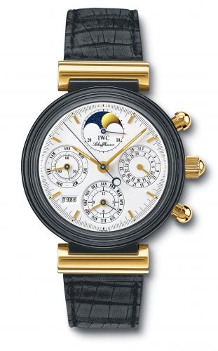 IWC Da Vinci Perpetual Black Ceramic Yellow Gold White English
