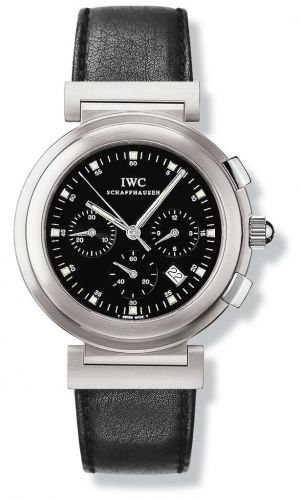 IWC Da Vinci SL Chronograph MecaQuartz Stainless Steel Brushed Black Nappa