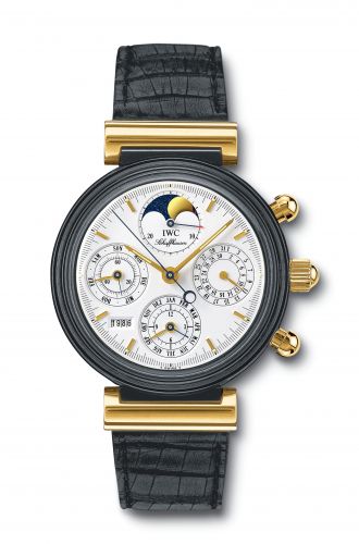 IWC Da Vinci Perpetual Black Ceramic Yellow Gold White Italian