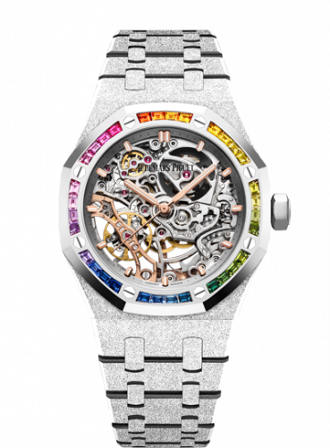 Audemars Piguet Royal Oak 37 Double Balance Wheel Openworked Frosted White Gold Rainbow