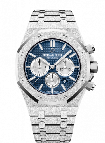Audemars Piguet Royal Oak 41 Chronograph Frosted White Gold Blue