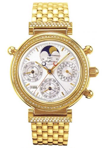 IWC Da Vinci Perpetual Rattrapante Yellow Gold Diamond Silver German Bracelet