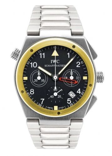 IWC Ingenieur Mecaquartz Chronograph Alarm Stainless Steel Yellow Gold Black Bracelet