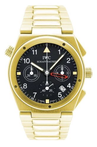 IWC Ingenieur Mecaquartz Chronograph Alarm Yellow Gold Black Bracelet