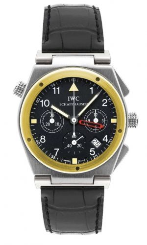 IWC Ingenieur Mecaquartz Chronograph Alarm Stainless Steel Yellow Gold Black Strap