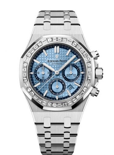 Audemars Piguet Royal Oak Chronograph 38 White Gold Diamond Light Blue