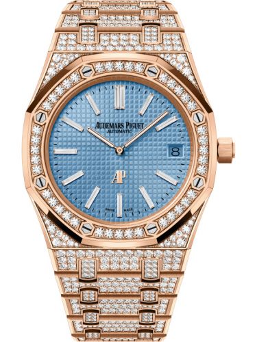 Audemars Piguet Royal Oak Extra-Thin Pink Gold Diamond Blue
