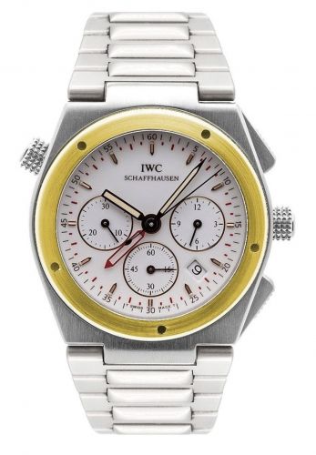 IWC Ingenieur Mecaquartz Chronograph Alarm Stainless Steel Yellow Gold White Bracelet