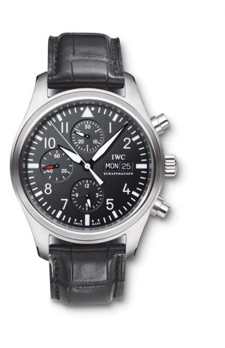 IWC Pilot's Watch Chronograph Stainless Steel Black Strap