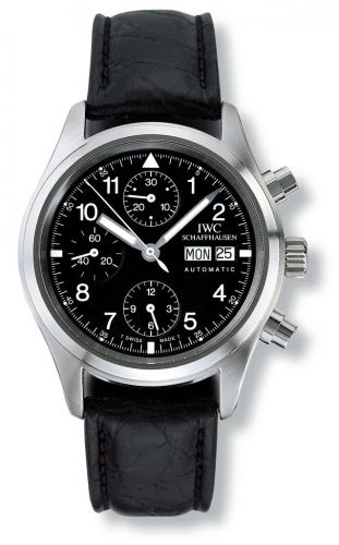 IWC Pilot's Watch Chronograph Stainless Steel Black German Strap