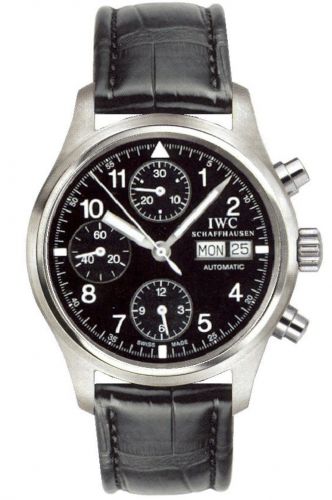 IWC Pilot's Watch Chronograph Stainless Steel Black English Strap
