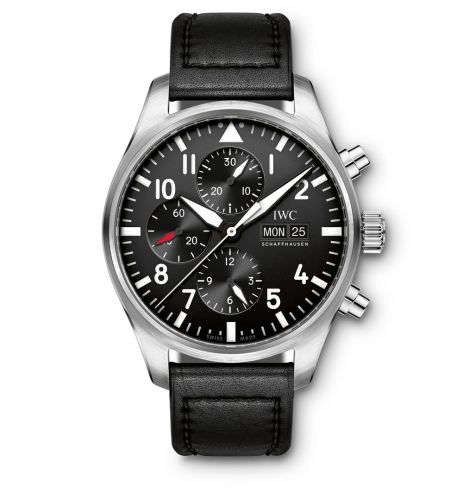 IWC Pilot's Watch Chronograph Stainless Steel Black Strap