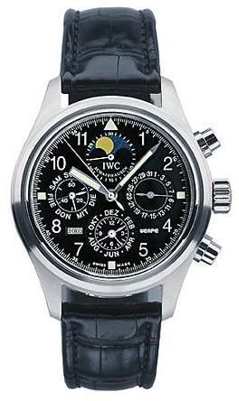IWC Pilot's Watch Chronograph Perpetual Calendar Stainless Steel Black Wempe