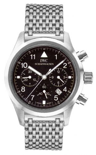 IWC Pilot's Watch Chronograph Mecaquartz Stainless Steel Black Bracelet