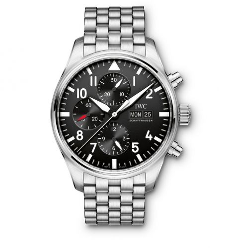 IWC Pilot's Watch Chronograph Stainless Steel Black Bracelet