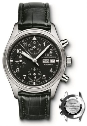 IWC Pilot's Watch Chronograph Stainless Steel Black Cathay Pacific