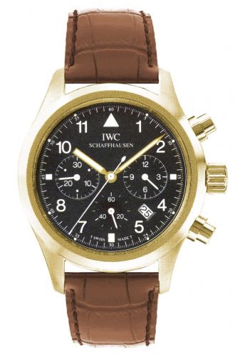 IWC Pilot's Watch Chronograph Mecaquartz Yellow Gold Black Strap
