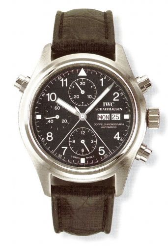 IWC Pilot's Watch Doppelchronograph Stainless Steel Black Italian Strap