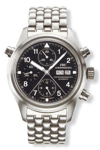 IWC Pilot's Watch Doppelchronograph Stainless Steel Black German Bracelet