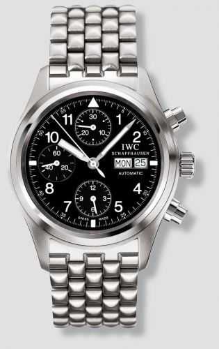 IWC Pilot's Watch Chronograph Stainless Steel Black German Bracelet