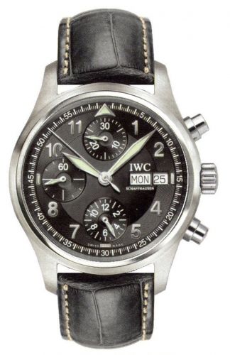IWC Pilot's Watch Spitfire Chronograph Stainless Steel Black French Strap