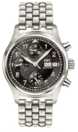 IWC Pilot's Watch Spitfire Chronograph Stainless Steel Black Italian Bracelet
