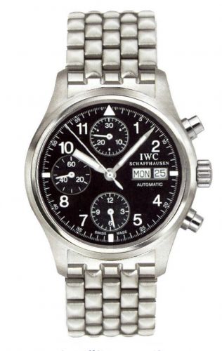 IWC Pilot's Watch Chronograph Stainless Steel Black Italian Bracelet