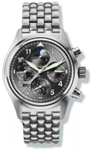 IWC Pilot's Watch Spitfire Chronograph Perpetual Calendar Stainless Steel Black Sincere