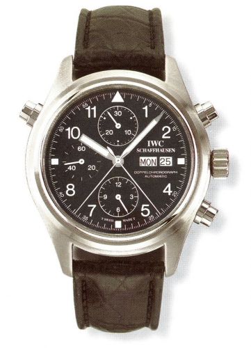 IWC Pilot's Watch Doppelchronograph Stainless Steel Black German Strap