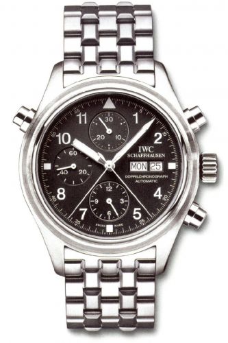 IWC Pilot's Watch Doppelchronograph Stainless Steel Black German Bracelet
