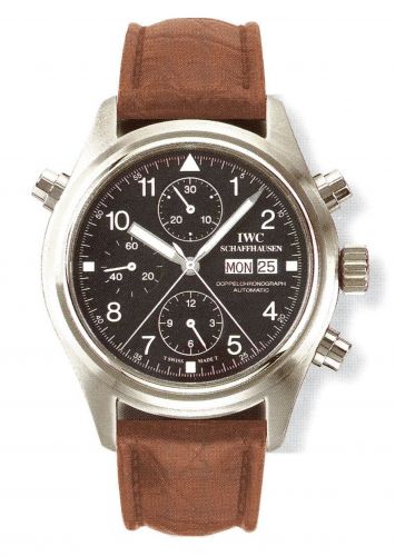 IWC Pilot's Watch Doppelchronograph Stainless Steel Black Italian Strap