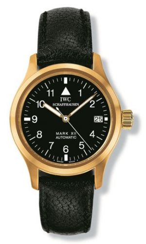 IWC Lady Pilot's Watch Mark XII Yellow Gold Black Strap