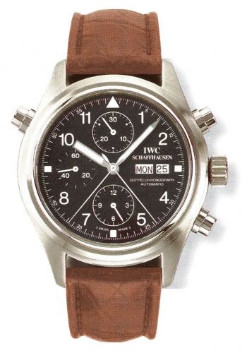 IWC Pilot's Watch Doppelchronograph Stainless Steel Black English Strap