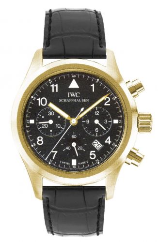 IWC Pilot's Watch Chronograph Mecaquartz Yellow Gold Black Strap