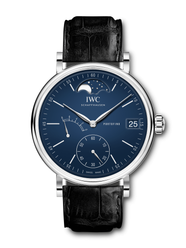 IWC Portofino Hand-Wound Eight Days Moonphase "150 Years" Stainless Steel Blue