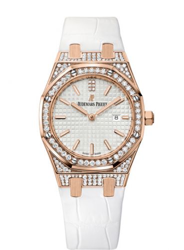 Audemars Piguet Royal Oak 33 Quartz Pink Gold Diamond Silver Strap