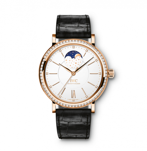 IWC Portofino Automatic Moon Phase 37 Red Gold Diamond Silver
