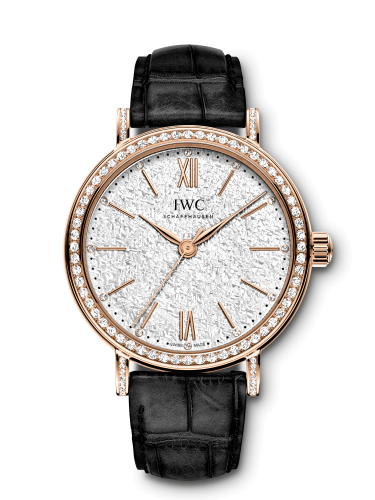 IWC Portofino 34 Rose Gold Diamond Silver-Embossed Santoni