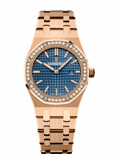 Audemars Piguet Royal Oak 67651 Quartz Pink Gold Blue Bracelet