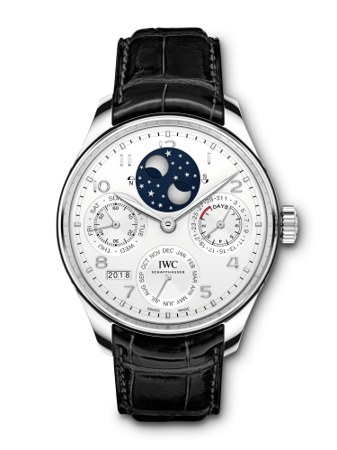 IWC Portugieser Perpetual Calendar Double Moon Platinum Silver