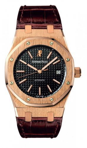Audemars Piguet Royal Oak 15300 Date Pink Gold Black Strap
