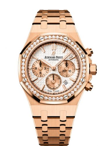 Audemars Piguet Royal Oak Chronograph 38 Pink Gold Diamond Silver